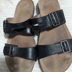 Dansko Black Leather Women's Sandals